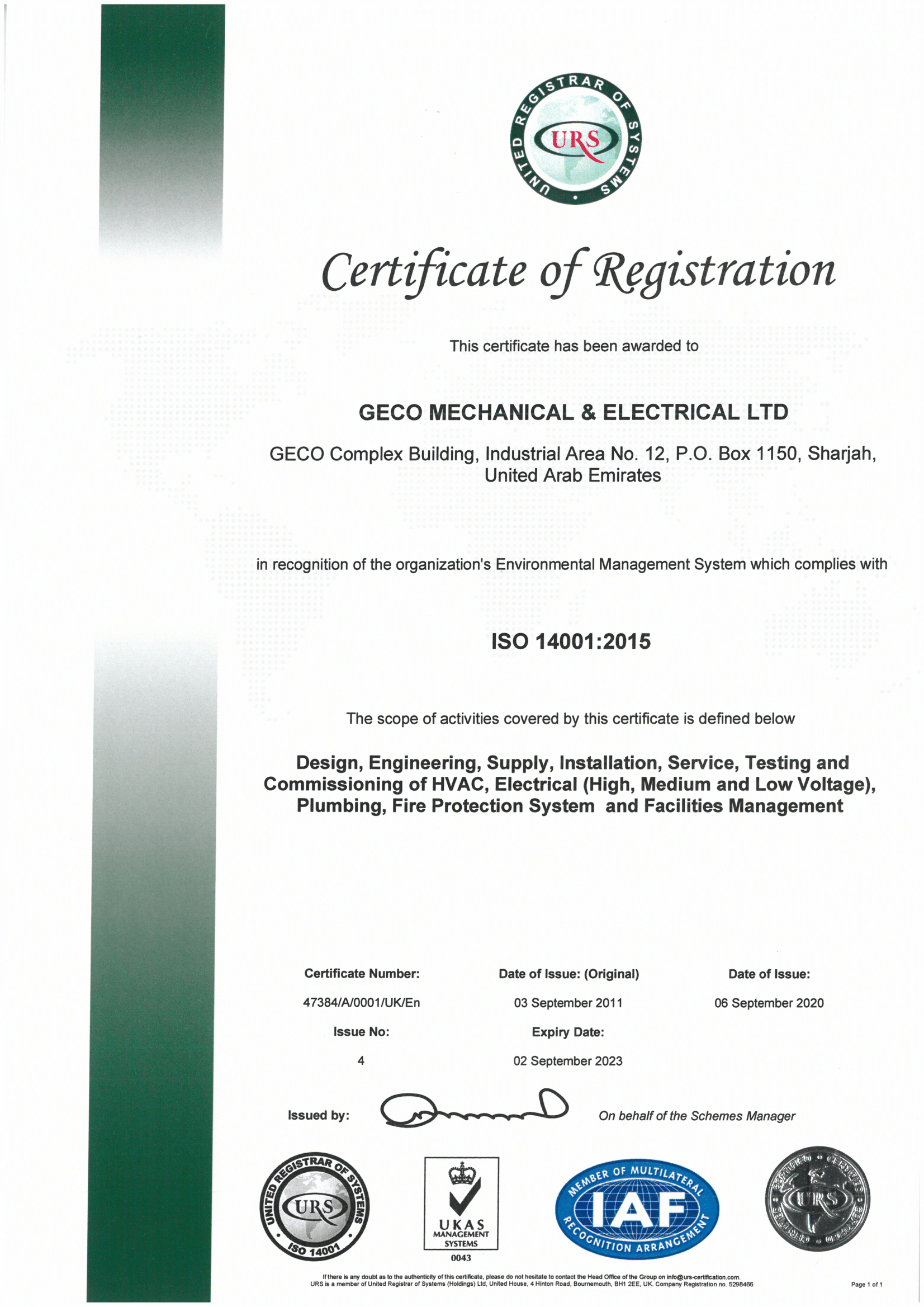 certificate of registration