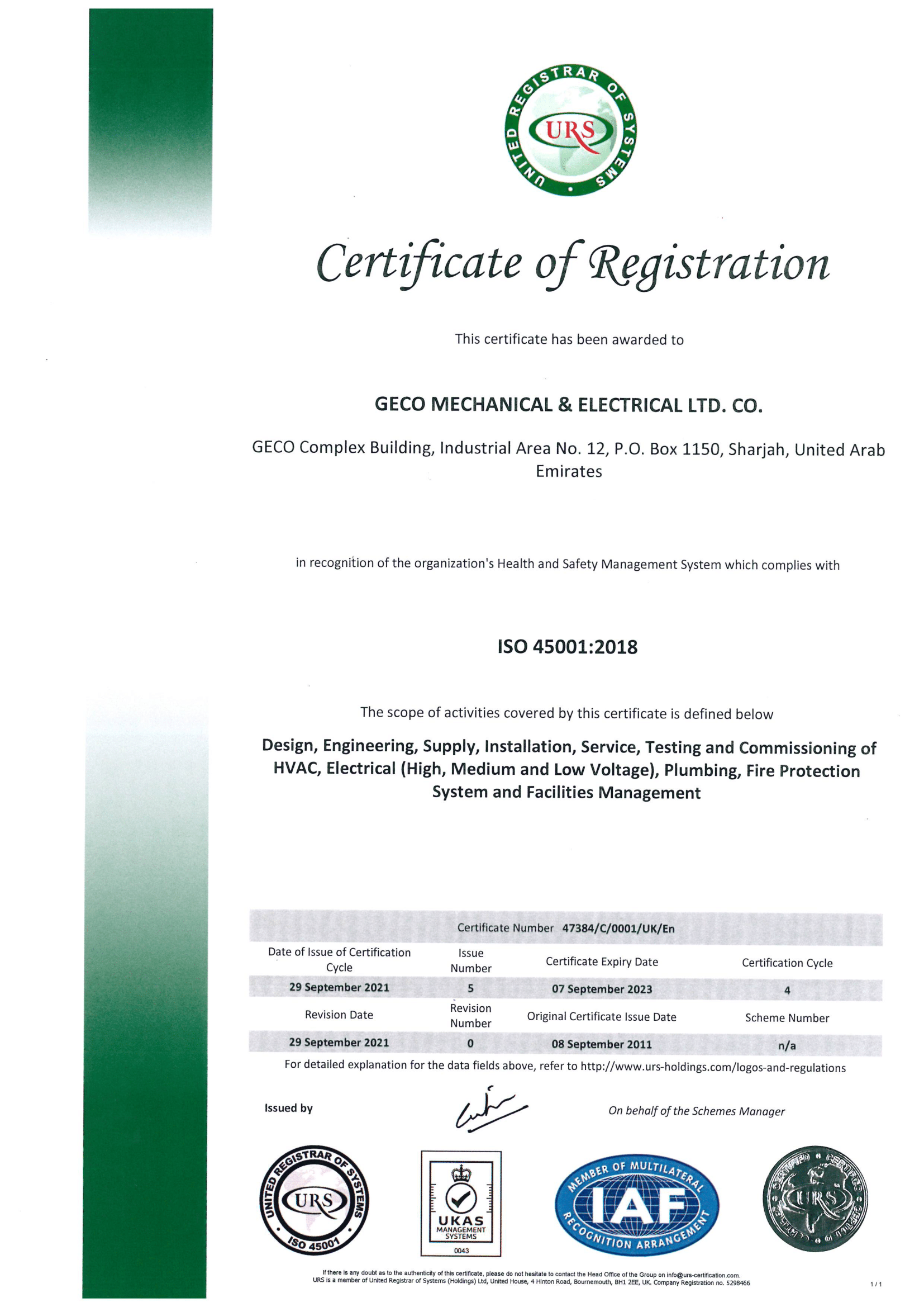 certificate of registration